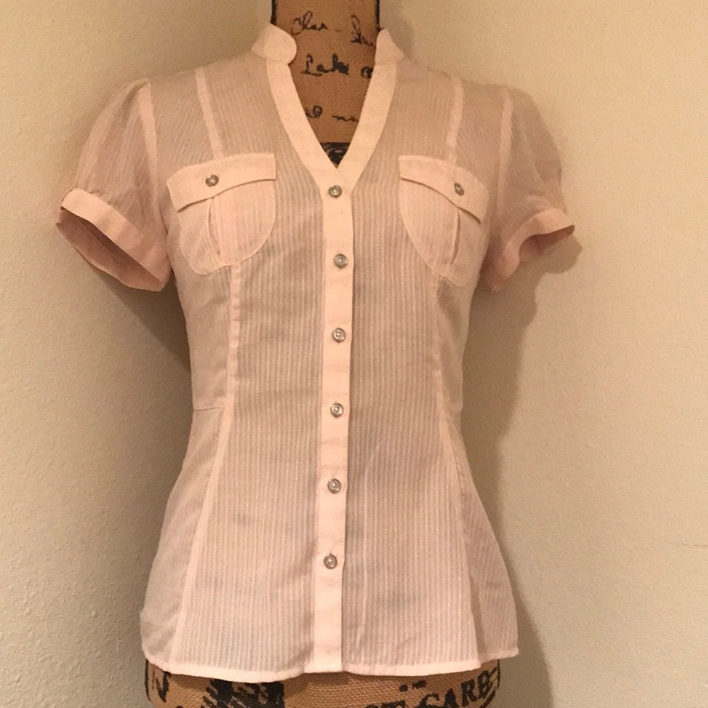 Express Pink Sheer Short Sleeve Top - Size XS